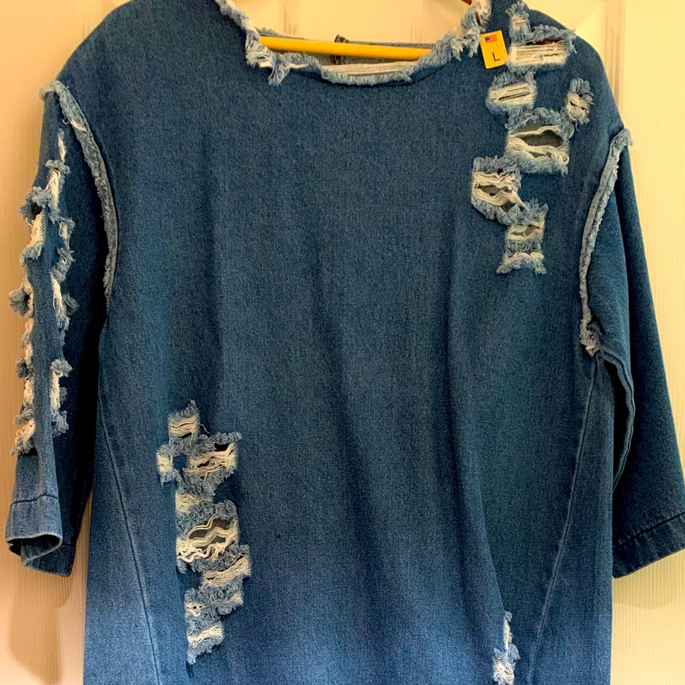 Denim Distressed Dress